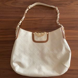 Tory Burch cream patent leather gold shoulder bag